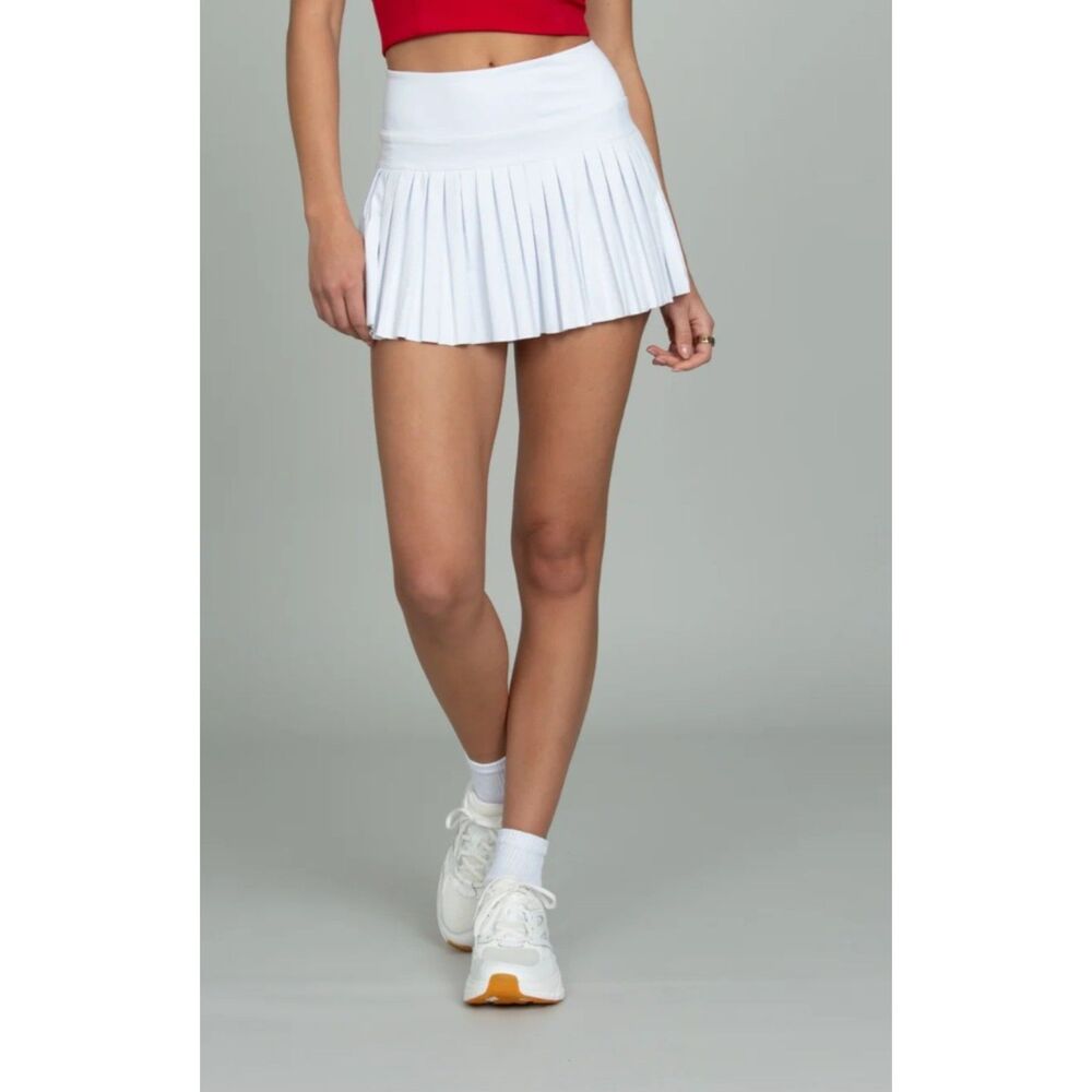 Gold Hinge White Pleated Tennis Golf Skort Athletic Skirt Shorts Womens - Picture 3 of 11